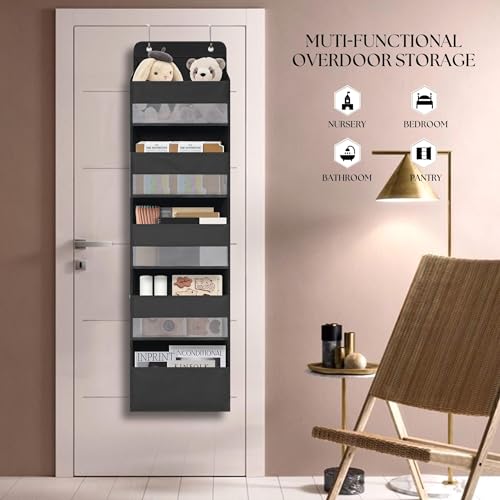 Over the Door Organizer for Bedroom Bathroom Pantry, 5 Shelf Black - view 6