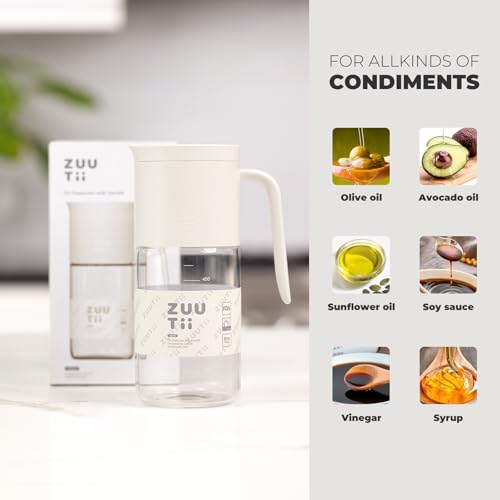 Olive Oil Dispenser Bottle 18.6oz – Auto Flip Glass Vinegar Bottle with No-Drip Spout for Kitchen Cooking, Oil and Sauce Dispenser, Light Cream - view 4