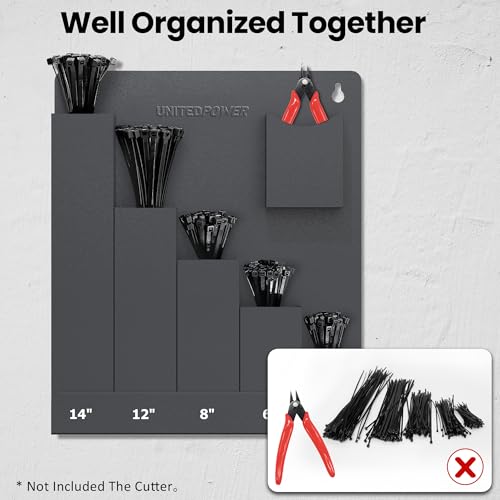 Cable Tie Holder, Wall Mount Storage Rack Organizer for Workshop, Shed, Garage, Home, Fit Various Lengths Zip Tie - view 6