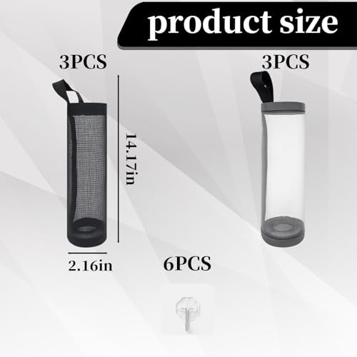 12pc Grocery Bag Holder, Plastic Bag Holders for Grocery Bags, Hooks Set, 3 Gray and 3 Black Grocery Bag Holder Plus 6 Extra Hooks, Durable and Space-Saving Solution for Kitchen Storage - view 2
