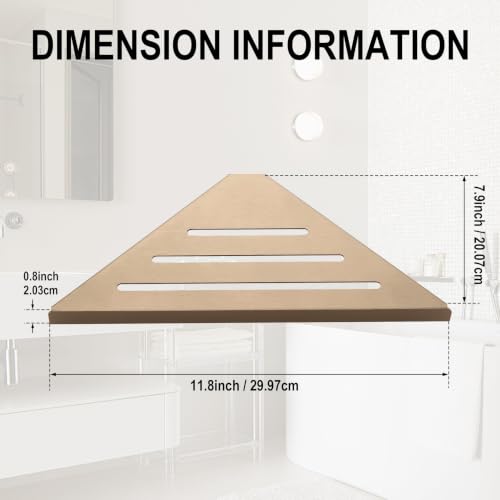 Corner Shower Shelf, 8 Inch Champagne gold 2-PACK Bathroom Corner Organizer, Adhesive Wall Mounted Shower Caddy, Waterproof Rustproof Metal Storage Rack for Shampoo Soap - view 2