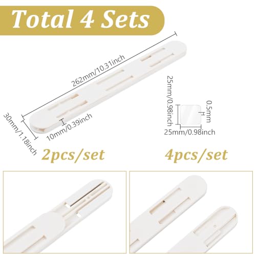 8Pcs Pull Out Rail for Baskets or Bins Cabinets Adhesive Sliders Plastic Drawer Rails Side Mounted Tracks Guides Kit White Drawer Slides Storage and Organization Accessories for Cabinet - view 2