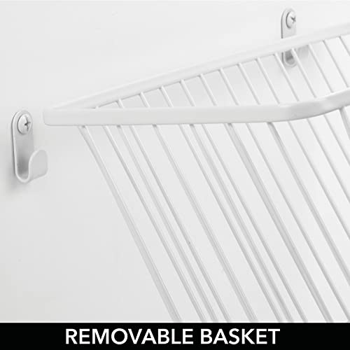 Small Metal Wire Wall Mounted Storage Organizer Basket Bin for Hanging in Kitchen, Garage, Entryway, Mudroom, Bedroom, Bathroom, Laundry Room - Unity Collection - 2 Pack - White - view 6