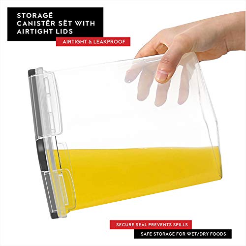 Cereal Containers Storage 4L Set of 4 Airtight Food Storage Containers with Lids Cereal Dispenser Countertop Pantry Organization Canister for Rice Flour & Sugar 1 Marker 8 Labels - view 3