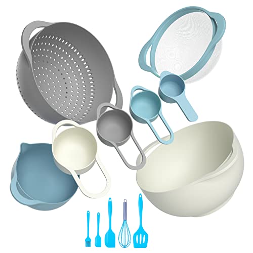 13 Pcs Mixing Bowls Set, RV Camping Accessories Set, Apartment Kitchen Gadget Easy Storage, Inculding Measuring Cups Colander Sifter Large Bowl Whisk Scraper, Great for Cooking and Baking, No BPA - view 2