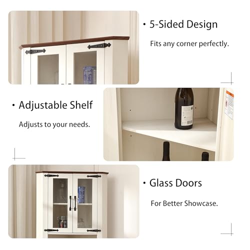 68'' Farmhouse Corner Storage Cabinet with Adjustable Shelf - view 4