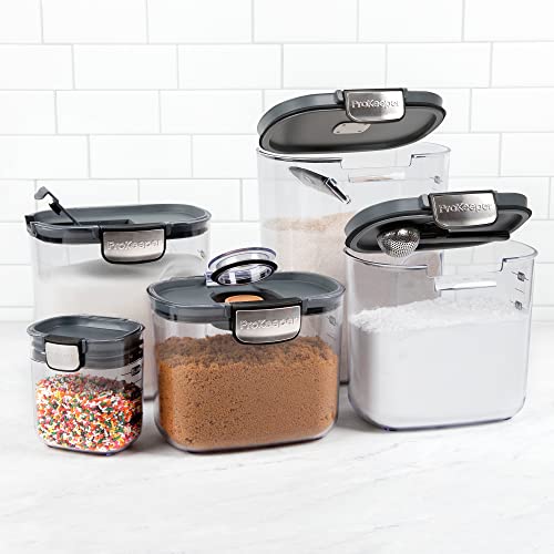 + Airtight Food Storage Container Set – Clear Plastic Flour and Sugar Canister Set with Magnetic Accessories for Kitchen Organization (Grey, 9-Piece) - view 2
