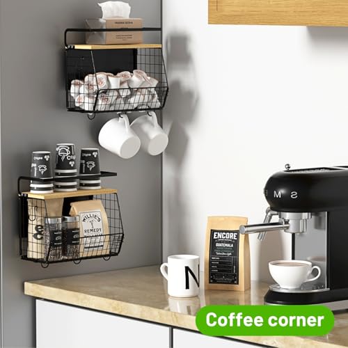 Magnetic Shelf for Fridge with Wood Lid, Fruit Potato and Onion Storage Bins, Pantry Organizers & Storage, Large Container Magnetic Spice Rack for Refrigerator, Kitchen Counter (Black, 1) - view 4