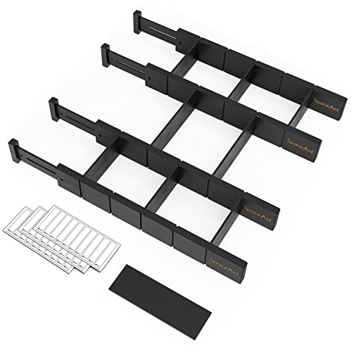 Bamboo Drawer Dividers with Inserts and Labels, Kitchen Adjustable Drawer Organizers, Expandable Organization for Home, Office, Dressers, 4 Dividers with 9 Inserts (17"-22" Natural) - view 6
