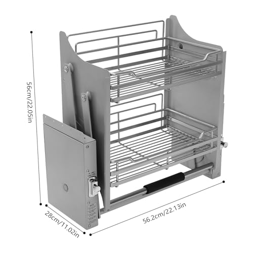 Cabinet Pull Down Shelf, 22.1 Inch Cabinet Pull Down Shelving System Blind Corner Cabinet Pull Out Kitchen Wall Sliding Shelf Pull-Out Home Organizers Cabinet Storage (A2) - view 6