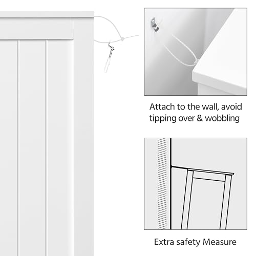 Bathroom Storage Cabinet with 4 Beadboard Drawers and Door, White - view 5