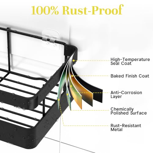 Heavy-Duty Adhesive Shower Caddy, Black Organizer - view 6