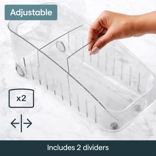 RollOut Fridge Drawer 6", BPA-Free Clear Rolling Refrigerator Organizer Bin with Adjustable Dividers and Handles for Produce, Food, Meal and Snack Storage - view 4