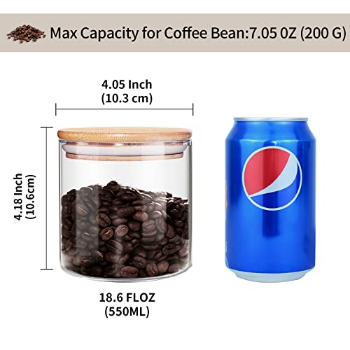 18 Oz/550 ML Glass Jar with Lid, Clear Thickened Version Glass Storage Containers with Sealed Bamboo Lid, For Coffee, Sugar, Spices, Tea, Beans, Candy, Cookie - view 3