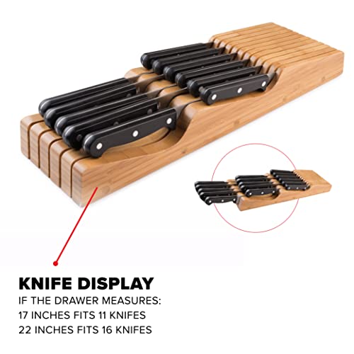 100% Pure Bamboo Knife Drawer Organizer, Knife Block - 16 Slots - view 5