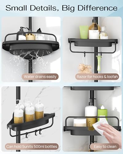Corner Shower Caddy Tension Pole for Shampoo Holder, Stainless Steel Rod - view 6