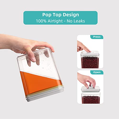 Pop Airtight Food Storage Containers with Lids for Kitchen Pantry Organizing Stackable Container for Cereal Snack Flour Sugar Coffee Spaghetti -12 Pcs(1.2, 2.0, 2.7, 3.3qt)*3 - view 3