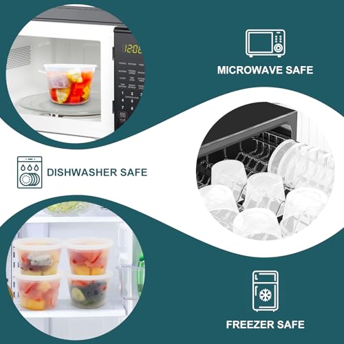 Deli Containers with Lids 16 oz - Disposable Soup Containers with Lids 48 Sets - Plastic Containers with Lid, Food Storage Containers with Lids, BPA Free/Microwave/Freezer/Dishwasher Safe - view 4
