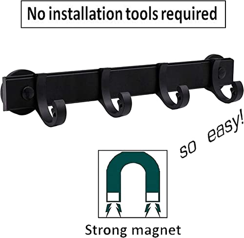 Magnetic BBQ Tool Rack, Universal Fridge Organizer Grill Cutlery Holder Towel Hanger - 4 Adjustable Rail Hooks Storage for Hanging Kitchen Utensils Tongs,Oven mitt,whisks,Hand Towel, etc. - view 2