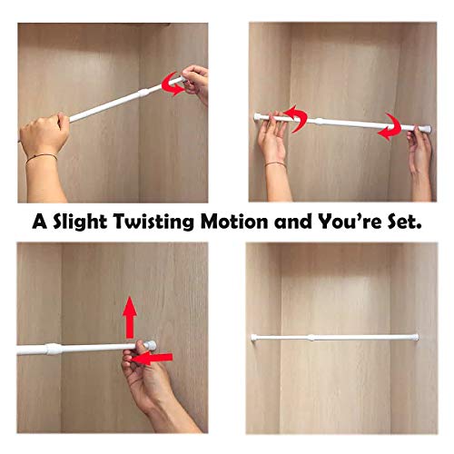 DeElf 8 Pack Tension Rods 28 to 48 Inches, Adjustable Spring Tension Rod for Window Curtain, Kitchen Cupboard Utensils, Closet, and Cabinet, White - view 5