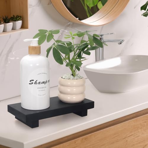 Black Wooden Bathroom Sink Counter Tray Decor Small Pedestal Stand Display - view 7