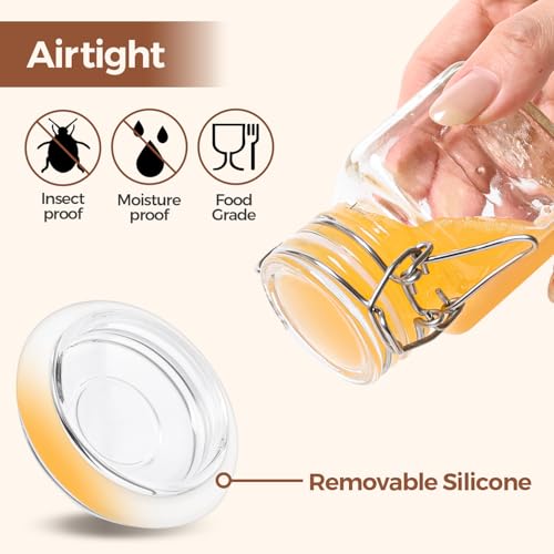 Square Small Glass Spice Jars with Airtight Lids 4 oz 12 Pack Pantry - view 4