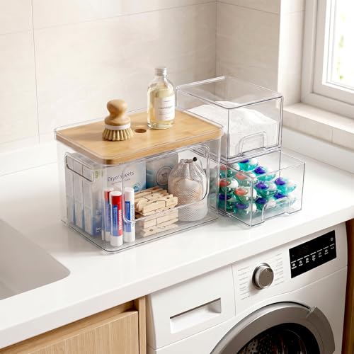 Under Sink Organizer 3 in 1, Stackable Acrylic Bathroom Storage, Trash Bag Dispenser and Dishwasher Pods Holder for Kitchen and Laundry Room Organization - view 6