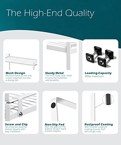 Cabinet Shelf Organizer, Pantry Shelf Rack, White 16.1x10.6x9.5 - view 4