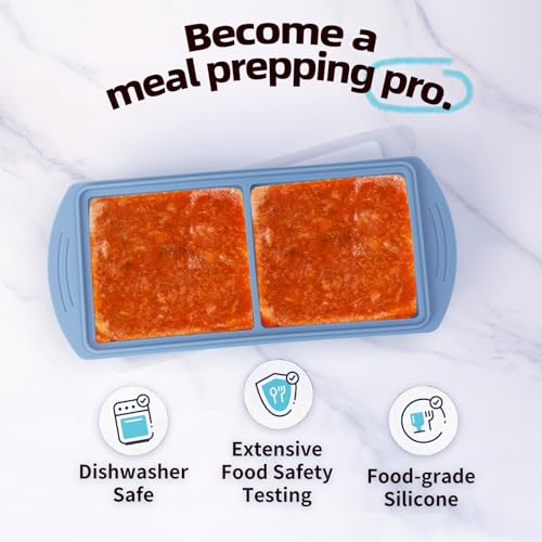 Silicone Freezer Molds Gift Set with 1,and 2 Tbsp, 1/2, 1, and 2 Cup Silicone Freezer Trays With Lids - Meal Prep and Kitchen Essentials Bundle (Blue 5 Pack) - view 3