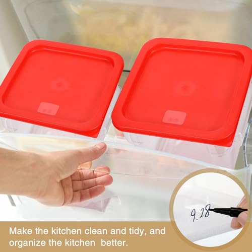 2 Pcs Square Food Storage Container Polycarbonate Clear Food Container with Lid Commercial Rice Storage with Graduations for Commercial Kitchen(8 Qt,Red) - view 3