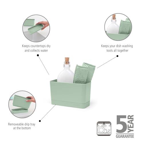 Sink Organizer (Jade Green) Non-Slip, Non-Scratch Kitchen Countertop Storage Caddy for Dish Brush, Soap, Cloths (LWH: 7.5 x 3.3 x 4.5) - view 3