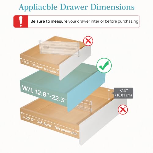 4" Regular Upgrade Drawer Dividers for Clothes, 12.8"-22.3" 8 Pack - view 3