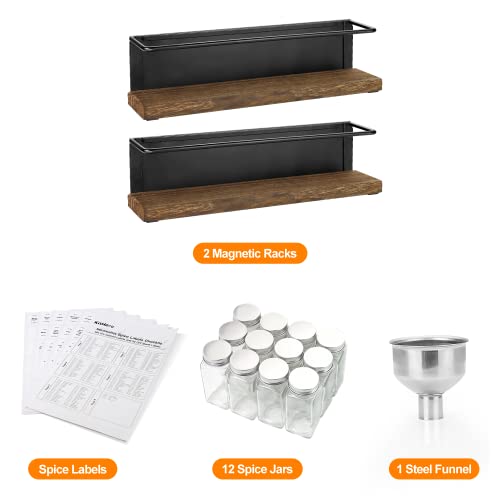 Magnetic Spice Rack Organizer with 12 Jars, 216 Labels, 1 Steel Funnel for Refrigerator，Microwave Oven - Full Set of Seasoning Organizer, Kitchen Gadgets - view 2