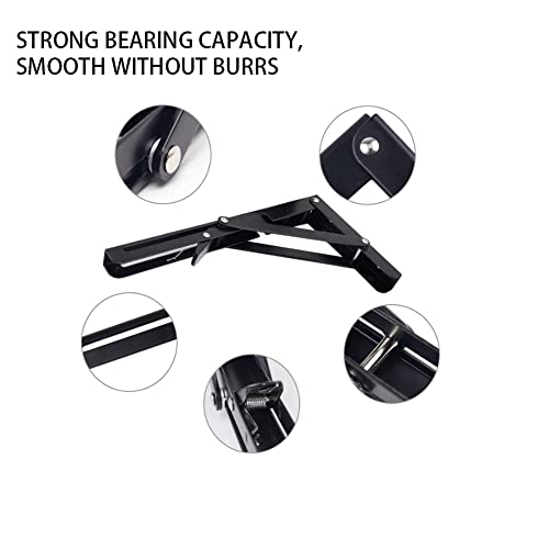 Black Folding Shelf Brackets Max. Load 220 lb, Heavy Duty DIY Wall Mounted Shelf Bracket Space Saving for Table Work Bench (6 INCH-2PCS) - view 4
