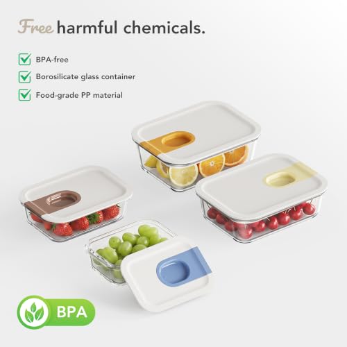 4 Set Glass Produce Containers for Fridge with Slide Lid - view 5