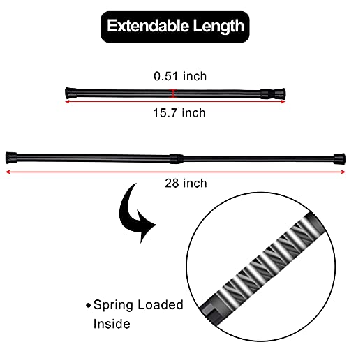 Cupboard Bars Adjustable Spring Tension Rods Black Extendable Rod - view 3