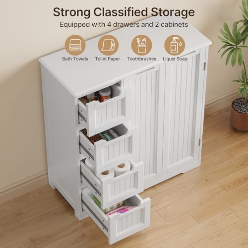Storage Cabinet, Bathroom Storage Cabinet with 4 Drawers & 2 Doors - view 4
