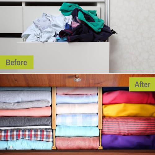 Bamboo Drawer Dividers, Adjustable Spring-Loaded, Expandable Kitchen Organizer, Set of 4, Water-Resistant Finish for Kitchen, Dresser, Bedroom and Bathroom - Natural - view 6