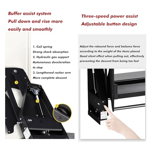 Cabinet Pull Down 2 Tier Pull Down Cabinet Organizer Pull Down Shelves, Aluminum Pull Out Shelf System, Space Saver Board for Kitchen Appliance Lift Upper Cabinet,One Color,Cabinet 600mm - view 5