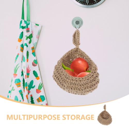 Bohemian Woven Hanging Wall Basket, Jute Cotton Rope, 23x15x10cm - view 7