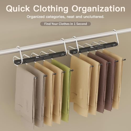 6 Pack Pants Hangers Space Saving,Closet Hanger Space Saver,Black - view 4