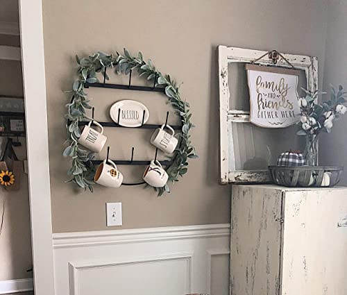 Mug Rack with Sturdy Steel Frame, Matte Black Finish, Removable Rubber Caps, Wall Mounted (Round 24" x 24") - view 4
