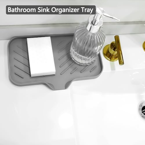Kitchen Soap Tray, Silicone Bathroom Soap Dishes, Sponge Holder for Kitchen Sink for Bathroom Counter Sink Caddy Organizer for Dish Soap Bottle, Soap Dispenser - view 5