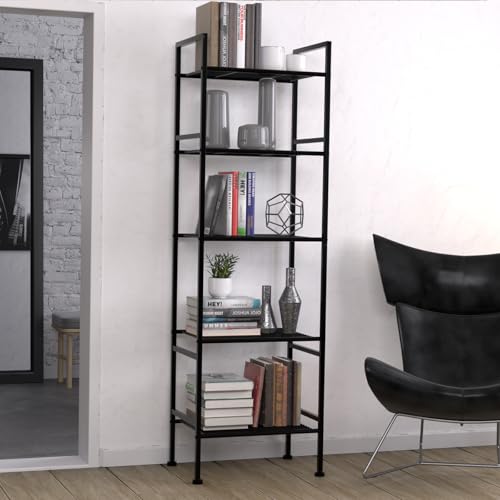 5-Tier Wire Shelving Metal Rack Shelves, Standing Storage Shelf Units Flat for Laundry Bathroom Kitchen Pantry Closet Organization (Black, 16.9" L x 12.2" W x 53.4" H) - view 2