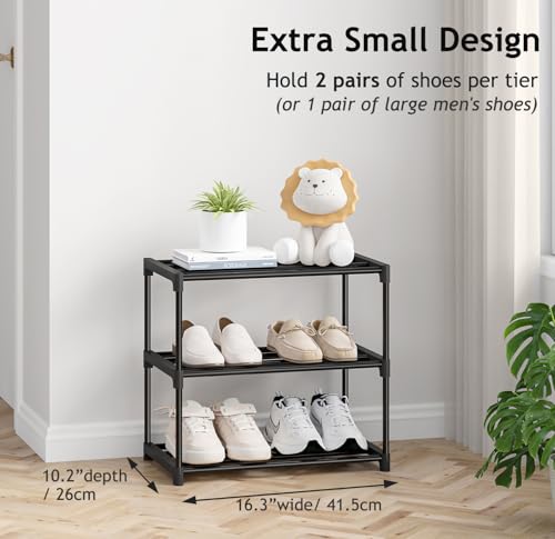 3 Tier Extra Small Shoe Rack (16.3" Wide), Lightweight Shelf - view 3