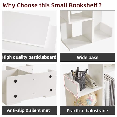 Small White Desk Organizer, 2 Tier Tree Cactus Bookshelf, Desktop Organizer Wood, Small Plant Shelf White YD-DSR002W - view 6