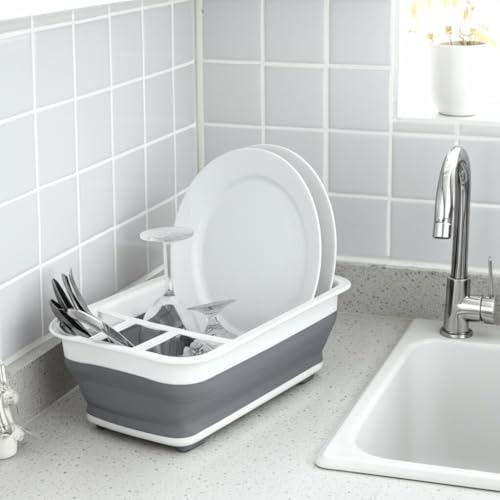 Collapsible Dish Drying Rack, Foldable Dinnerware Drainer Organizer - view 2