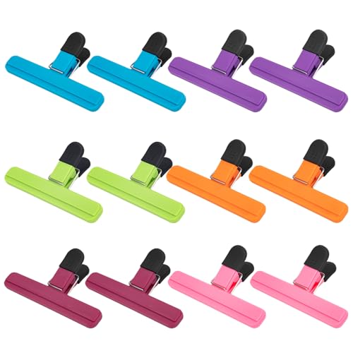 12 Pack Chip Clips, Large Food Clips, Plastic Seal Grips, 6x3.5 Inch