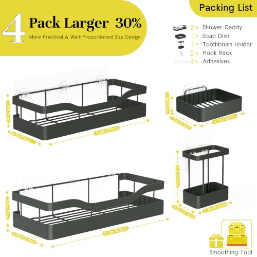 Heavy-Duty Adhesive Shower Rack, Dark Gray Storage - view 2