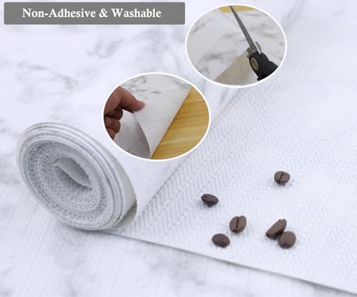 Shelf Liner Non Adhesive for Kitchen Cabinets 16 Inch Wide X 20 Ft Cabinet Liners Non-Slip Washable Drawer Liners Waterproof Marble Printed Cupboard Mat for Shelving Closet Fridge Bathroom - view 4